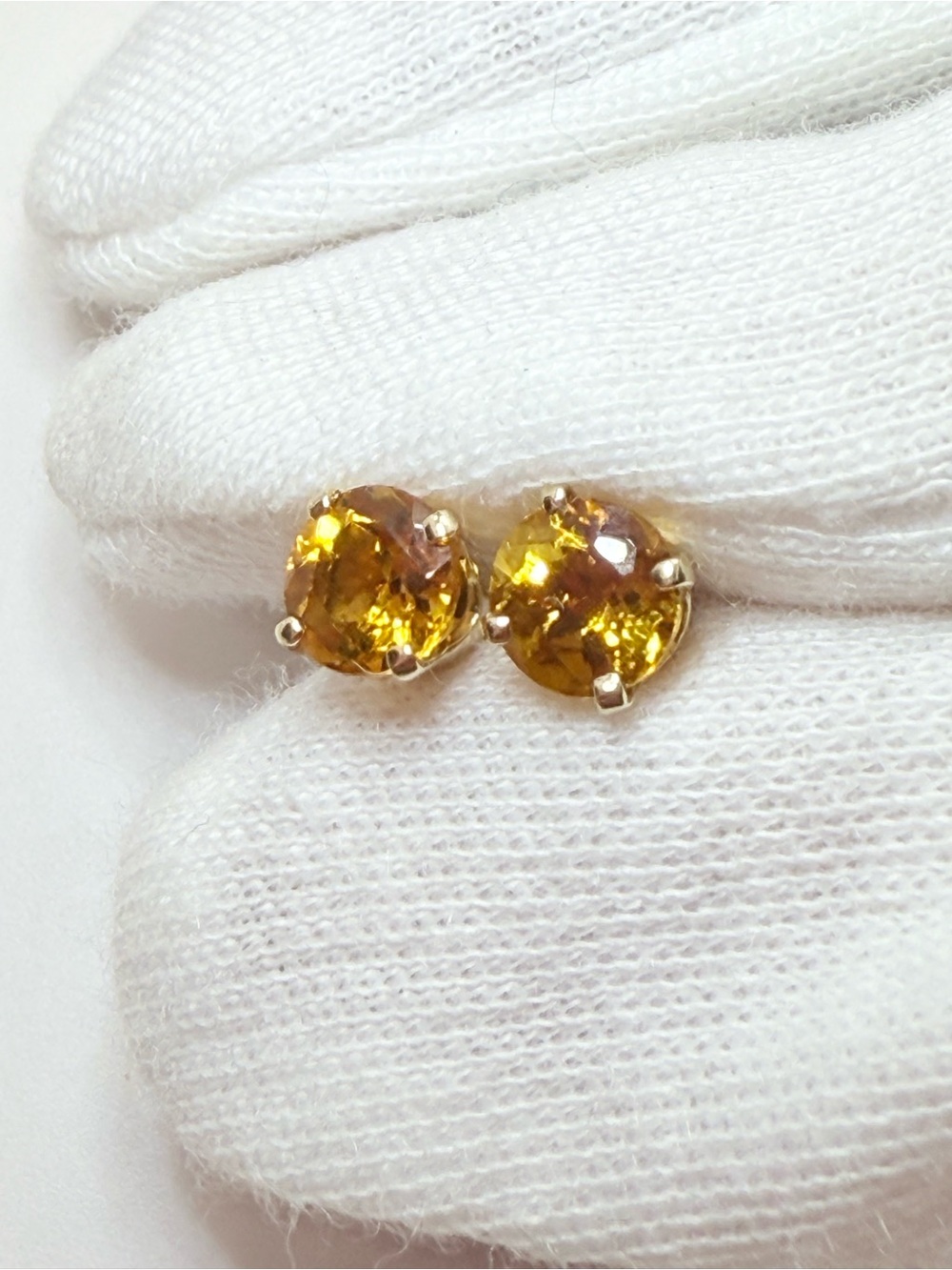 ✨ STUNNING 14K Gold Genuine 5mm Citrine Round Stud Earrings ✨